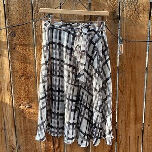 2/$25! Black and White High-Waisted Tie Midi Skirt